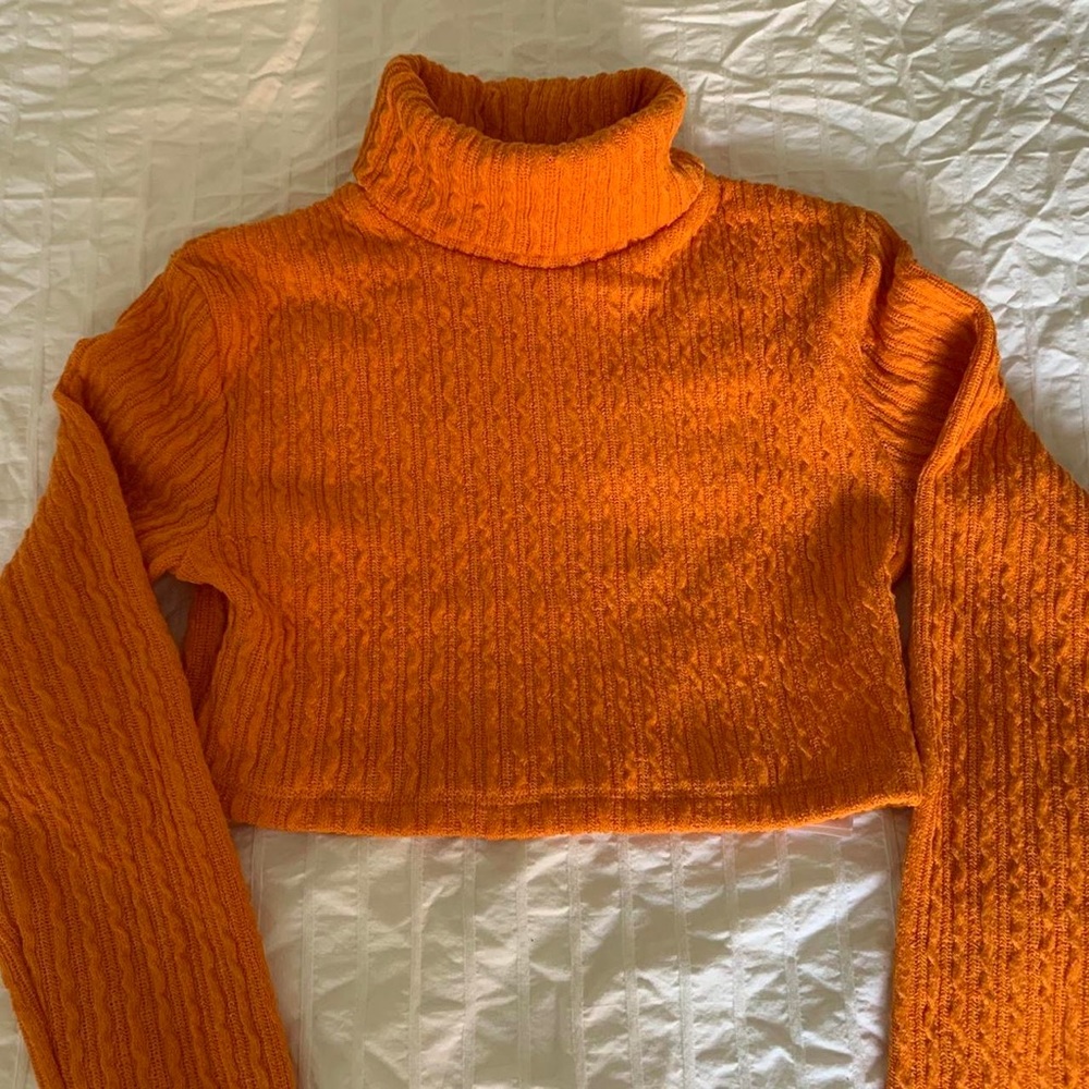 Bershka orange cropped turtle neck